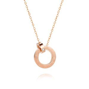 Rose Gold Plated Diamond Circle Necklace